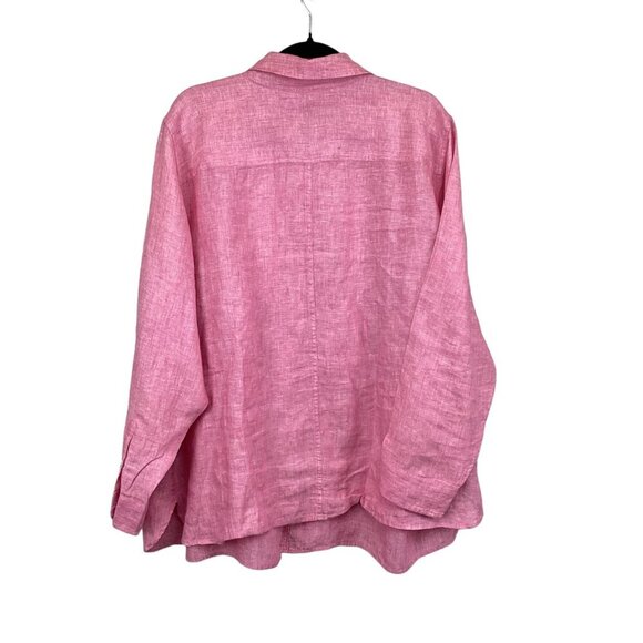 Talbots Woman Petites 3XP‎ Pink Button-Up 100% Linen Shirt Top Like New - Picture 7 of 9